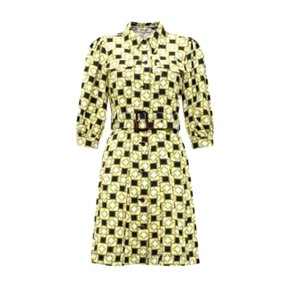 Diane Von Fursturberg Britney Geometric Print Dress - Black and Green